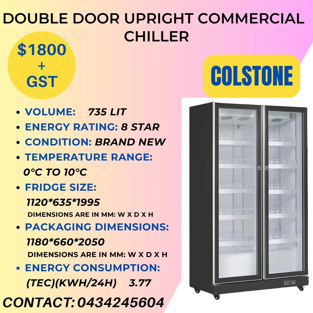 Stock Clearance Sale: 735L Double Door Commercial Display Fridge – Best Deal for Your Business!