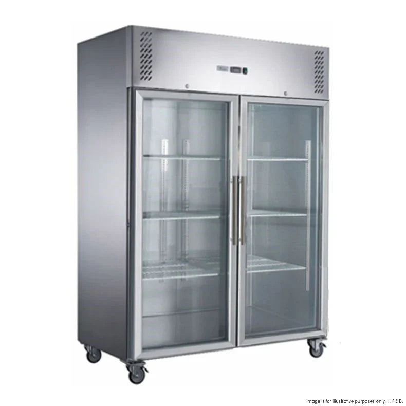 FED-X S/S Two Full Glass Door Upright Freezer: Efficient Cold Storage for Commercial Use