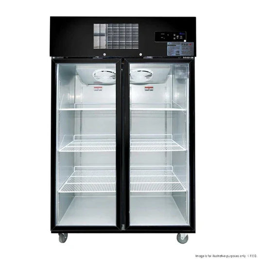 Discover the Ultimate in Freezer Storage: Double Glass Door Black Stainless Steel Upright Freezer (SUFG1000B)