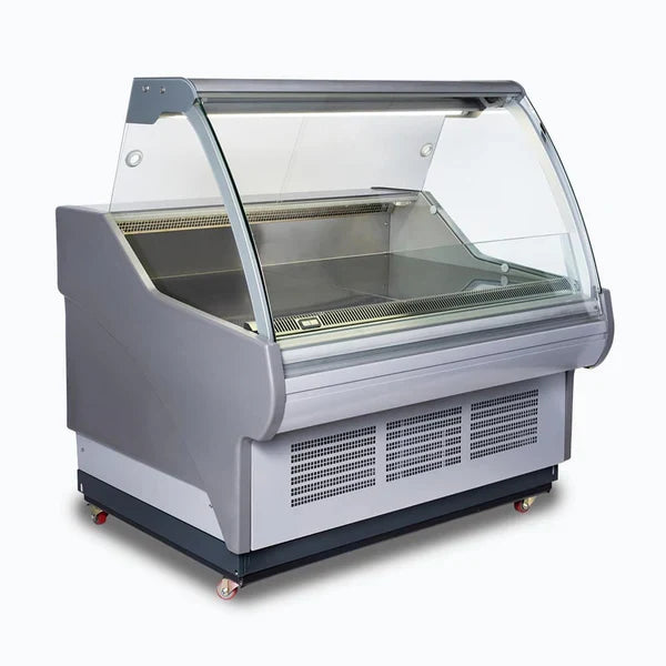 Title: Curved Glass Deli Display 1330mm – Enhance Your Display with Style and Functionality