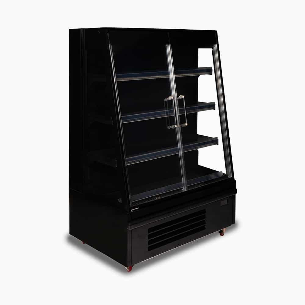 Enhance Your Retail Display with the Semi-Vertical Display Fridge (938mm, 2 Doors Hinged)