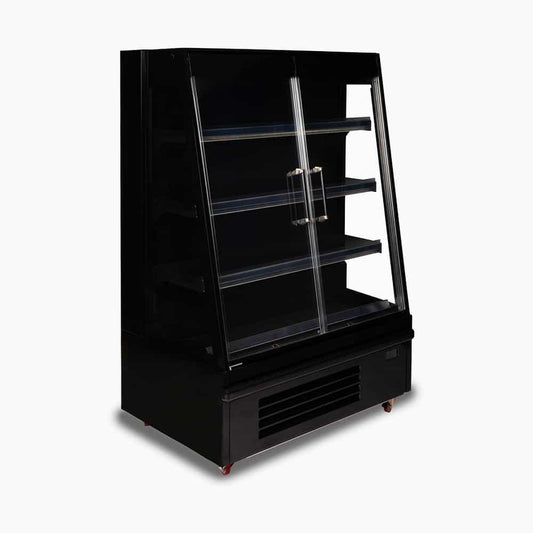 Enhance Your Retail Display with the Semi-Vertical Display Fridge (938mm, 2 Doors Hinged)