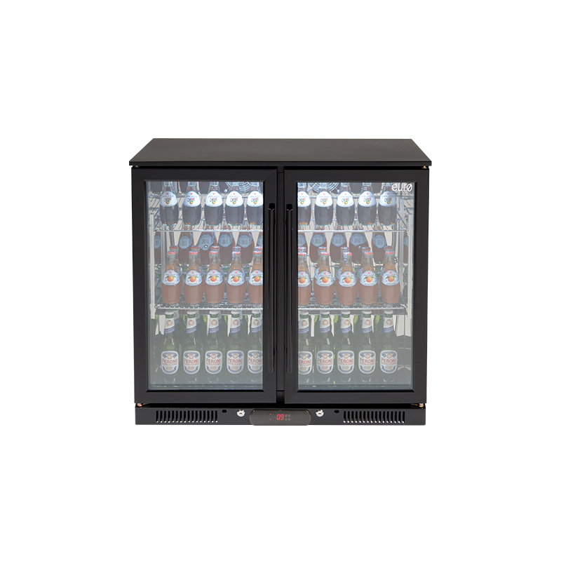 EA900WFBL – 208L Double Glass Doors Black Beverage Cooler