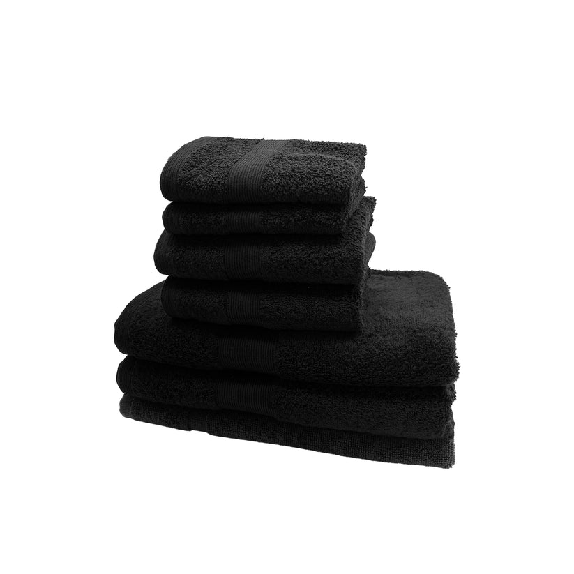 7PCS 100% Luxury Hotel Quality Cotton Towel Set - Bath, Hand & Face Towels (Black)