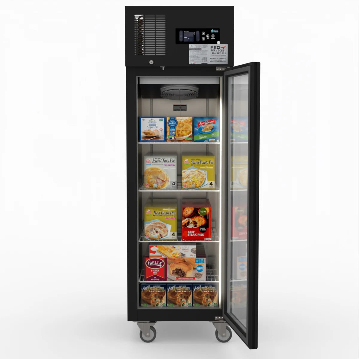 Thermaster Single Glass Door Upright Freezer - 500L – Black Stainless Steel