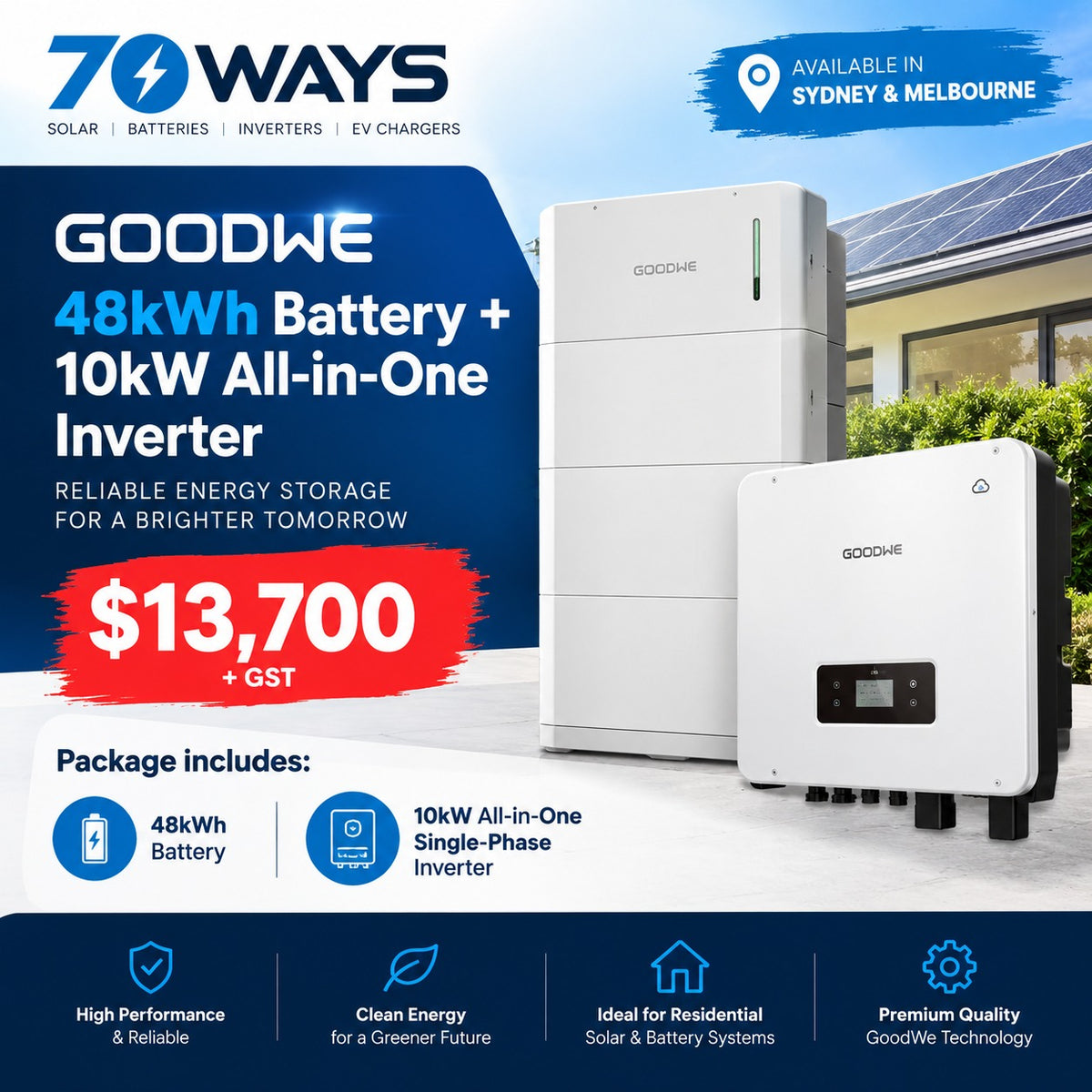 GoodWe 48kWh Battery + 10kW All-in-One Single-Phase Inverter