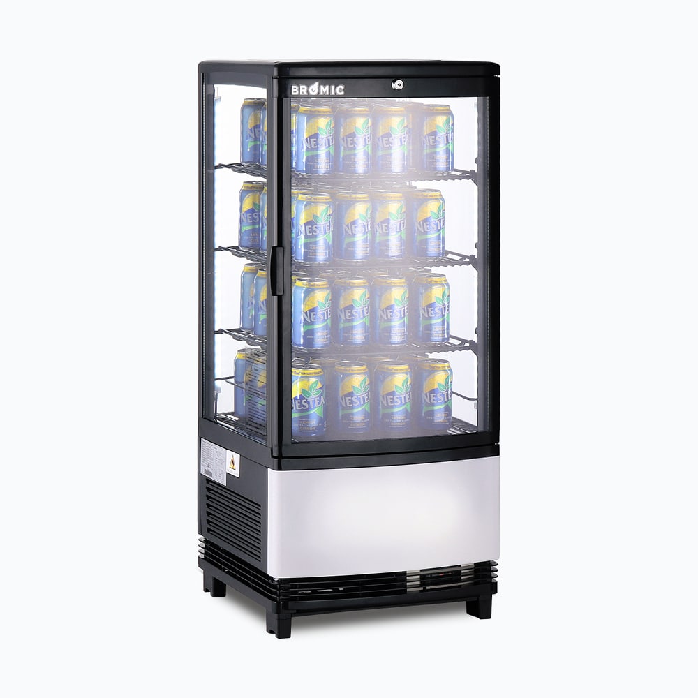 Countertop Fridge – 80L – 1 Door – Curved Glass – Black