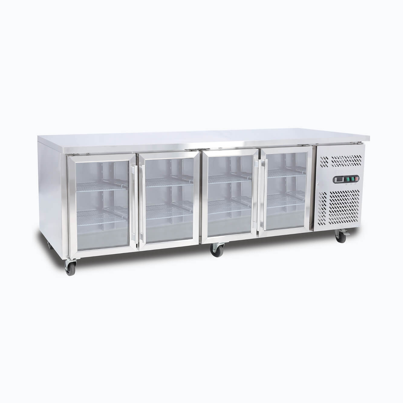 Under Bench Display Fridge – 553L – 4 Doors – Glass