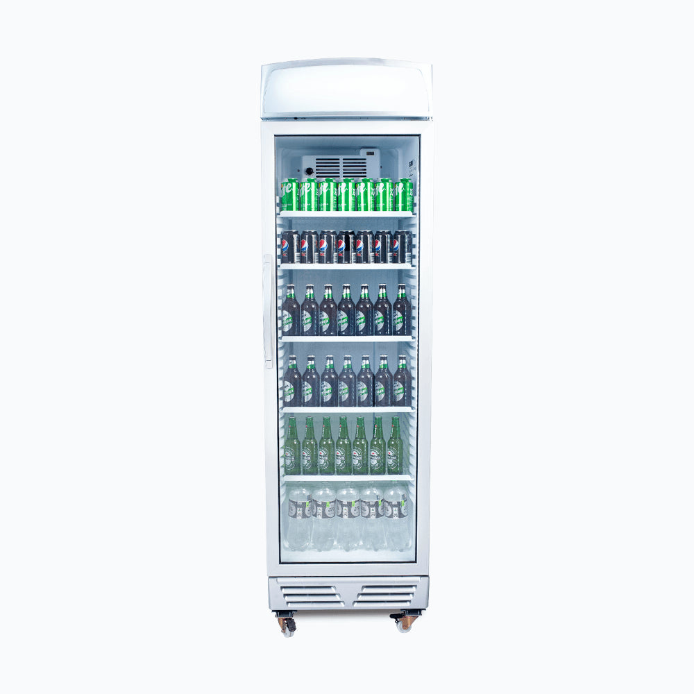 Upright Display Fridge – 372L – 1 Door – Flat Glass – Lightbox