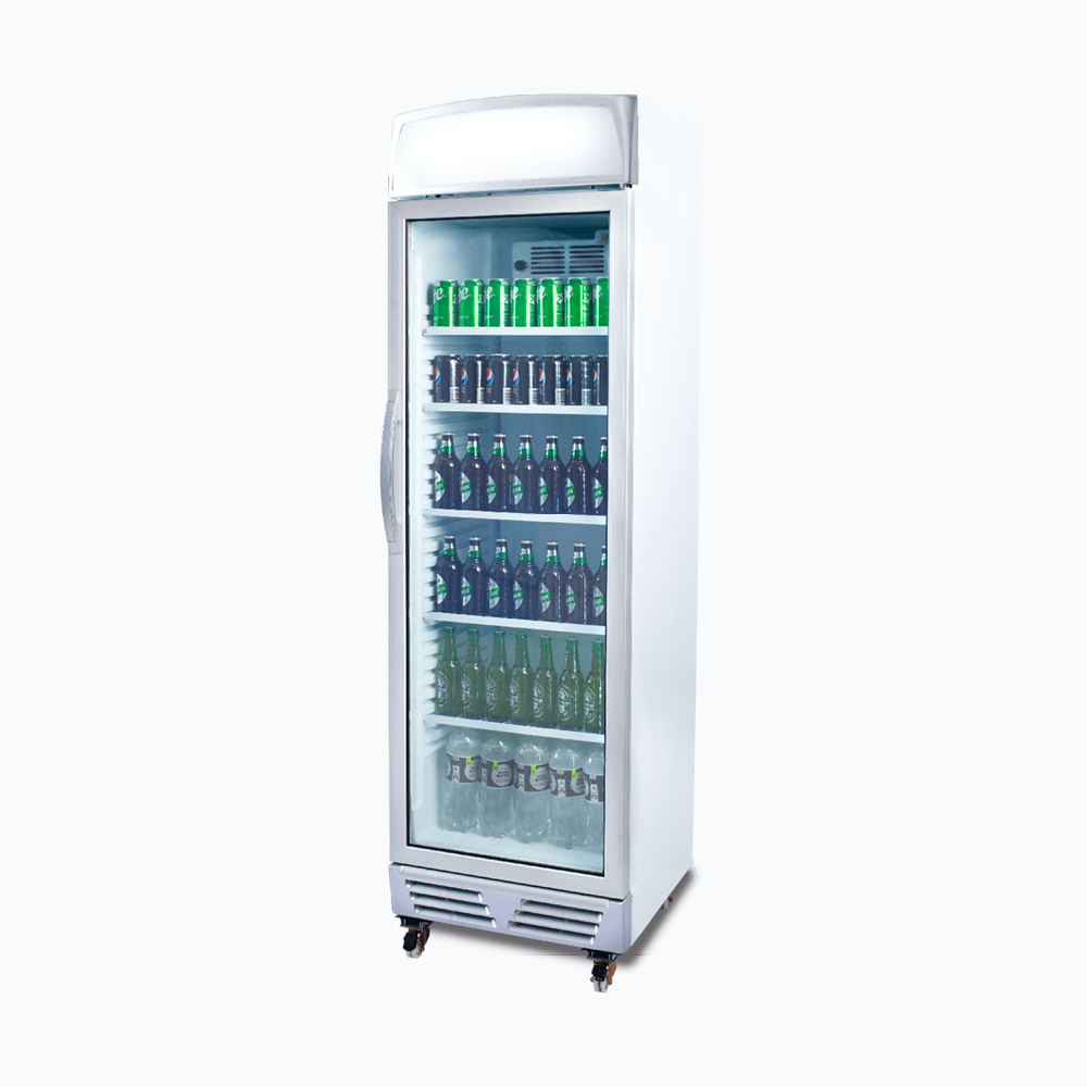 Upright Display Fridge – 372L – 1 Door – Flat Glass – Lightbox
