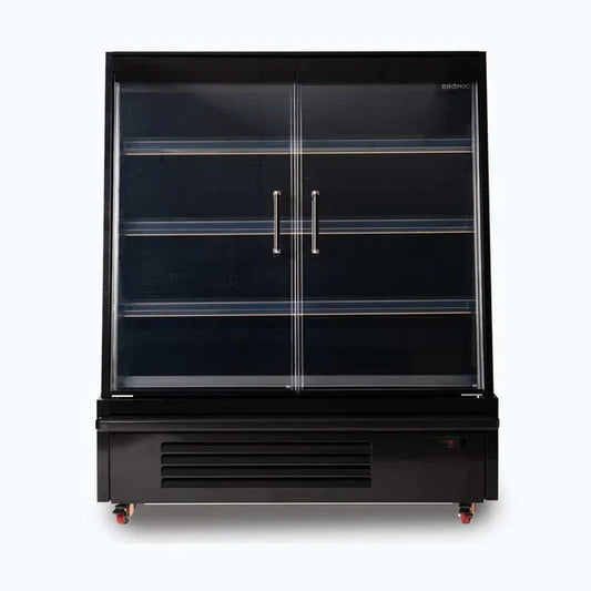 Semi-Vertical Display Fridge 1250mm - 2 Doors Hinged | Ideal for Supermarkets & Retail Spaces