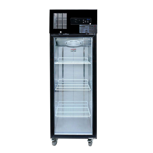 Thermaster Single Glass Door Upright Freezer - 500L – Black Stainless Steel