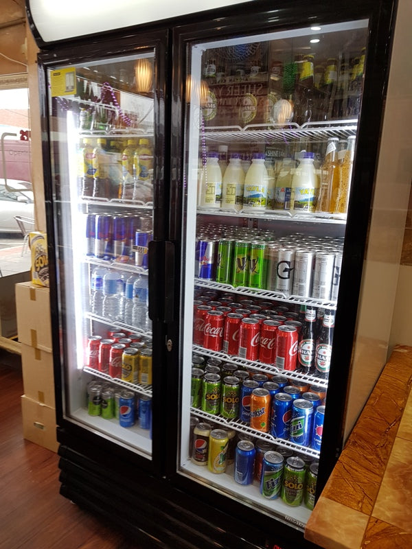 EUROTAG 2 DOOR 1000L COMMERCIAL UPRIGHT DISPLAY FRIDGE