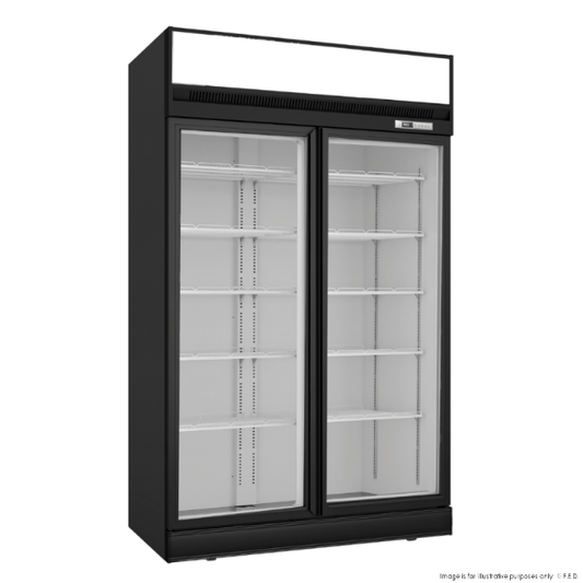 Thermaster 1006 L :Double Glass Door Upright Freezer: High-Quality Storage with Temperature Control (-18~-22℃)