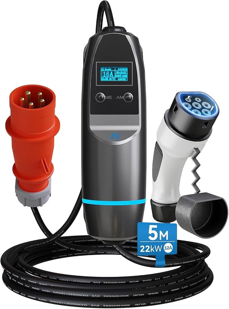 EVOS Electric Vehicle Charger 22kW 110-230V 32A 3Ph Type 2/Type 1 5m/6m IP65