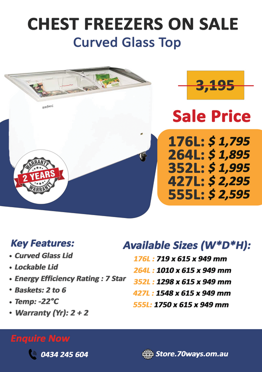 Chest Freezers On Sale - Curved Glass Top