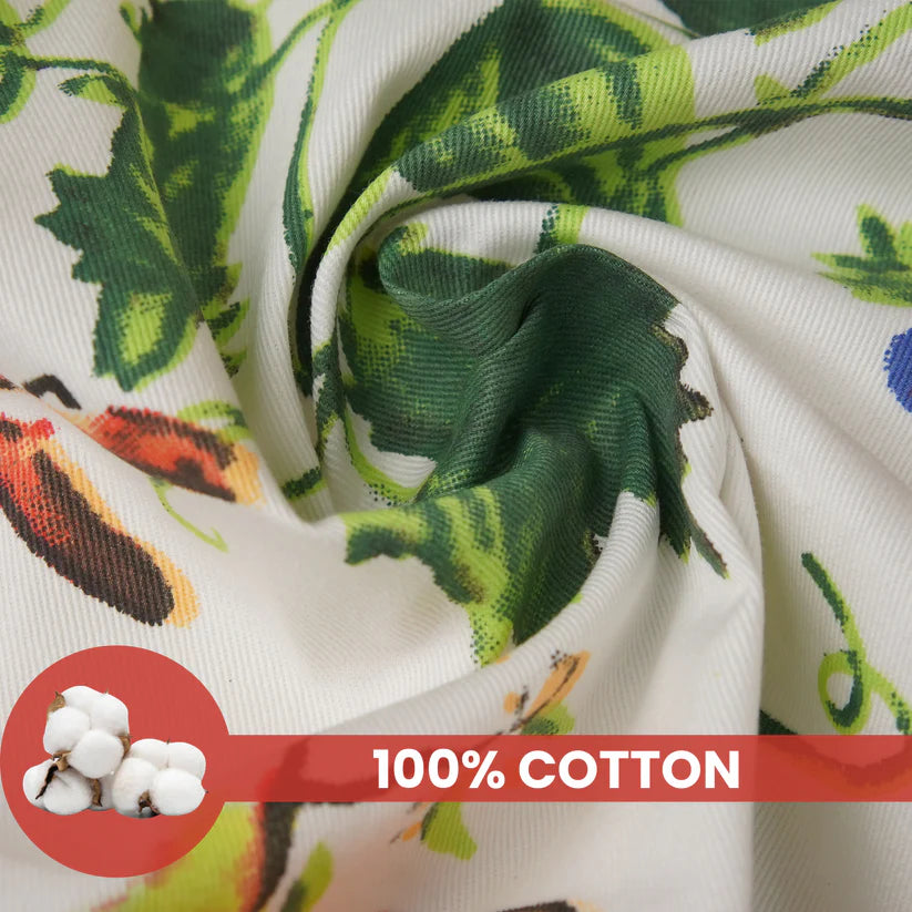 Printed Kitchen Tea Towels Set – Peacock, Fruits, and Butterfly Designs, 100% Cotton, Stylish, Chemical Free, & Machine Washable