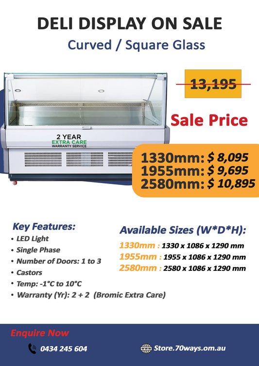 Deli Display On Sale - Curved / Square Glass