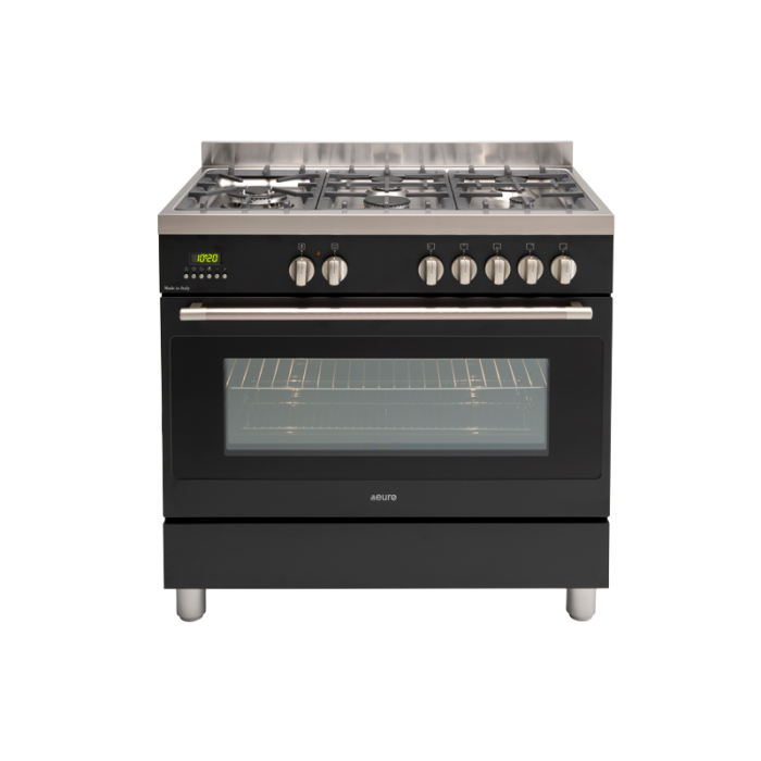 EUROTAG 90cm Black Dual Fuel Freestanding Oven-EFS900DBL