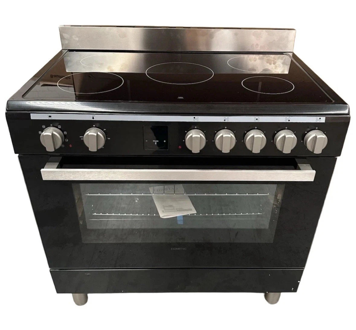 Eurotag 90cm ceramic cooktop Stainless 9 Function Fully Electric Freestanding black
