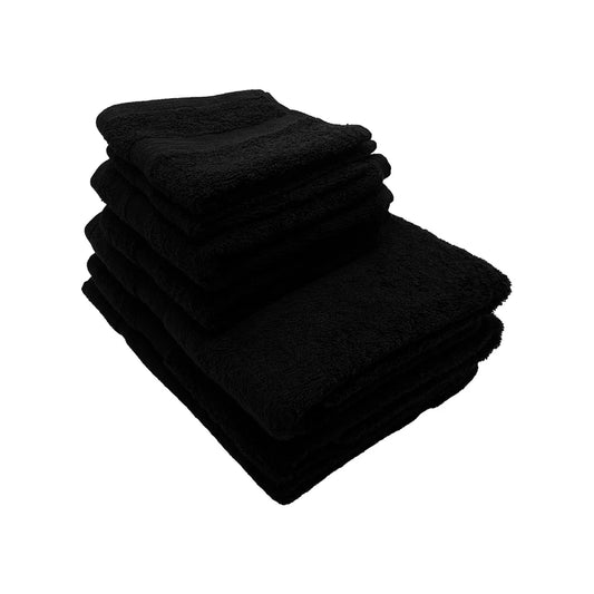 7PCS 100% Luxury Hotel Quality Cotton Towel Set - Bath, Hand & Face Towels (Black)