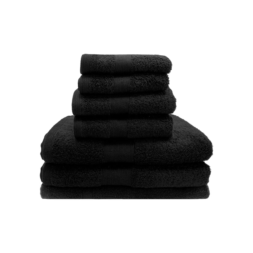 7PCS 100% Luxury Hotel Quality Cotton Towel Set - Bath, Hand & Face Towels (Black)