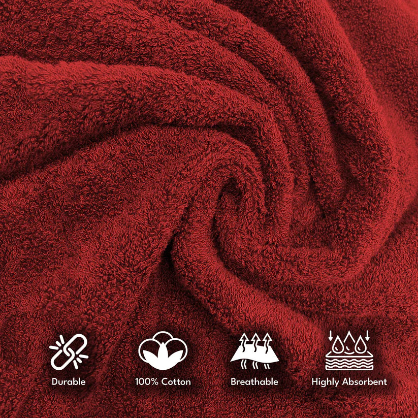 7PCS 100% Luxury Cotton Towel Set (Burgundy)