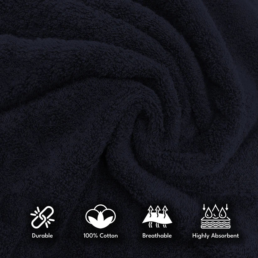 7PCS 100% Luxury Best Cotton Towel Set (Navy)