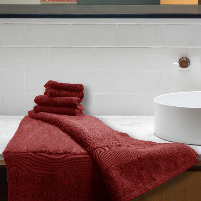 7PCS 100% Luxury Cotton Towel Set (Burgundy)