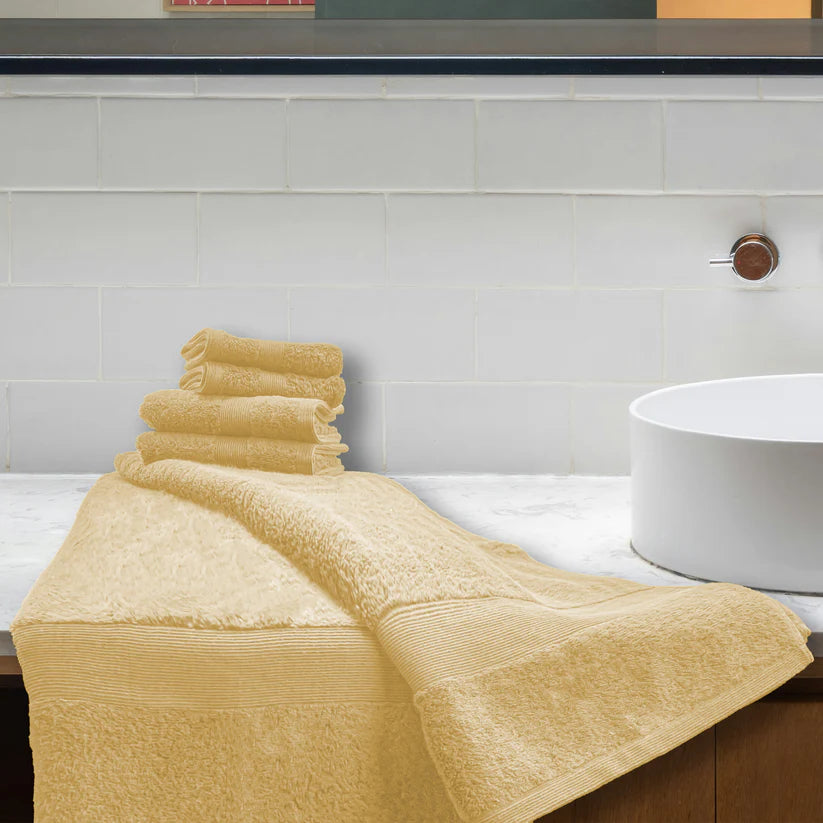 7PCS 100% Luxury Hotel Quality Cotton Towel Set (Cream)