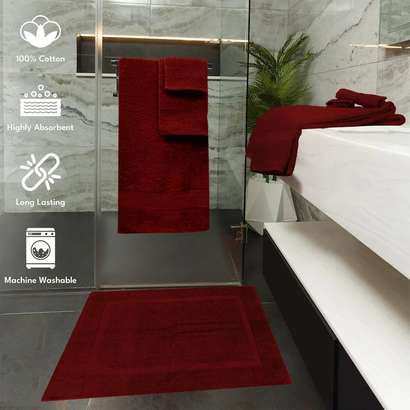 7PCS 100% Luxury Cotton Towel Set (Burgundy)