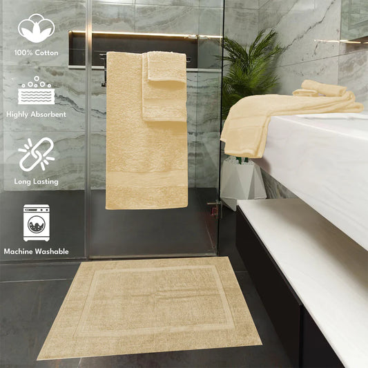 7PCS 100% Luxury Hotel Quality Cotton Towel Set (Cream)