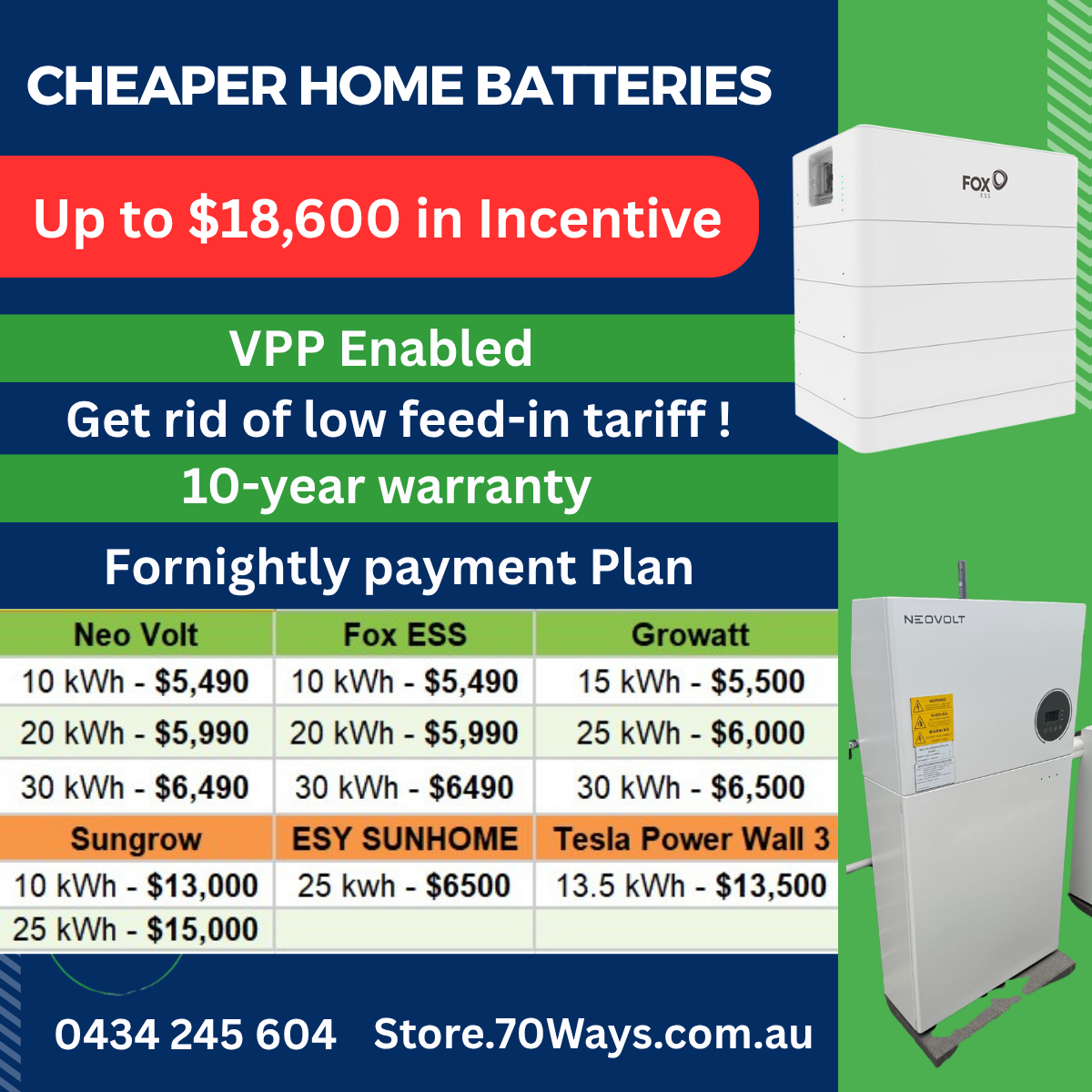 Cheaper Home Batteries – VPP Enabled | Up to $18,600 Incentive 70 Ways