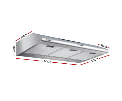 DEVANTI Fixed Range Hood Rangehood Stainless Steel Kitchen Canopy 60cm 600mm