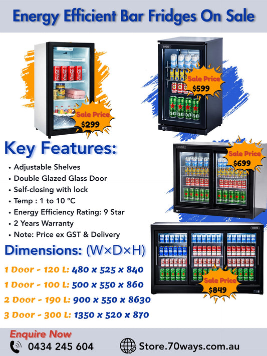 1, 2 & 3 Door Bar Fridges on Sale