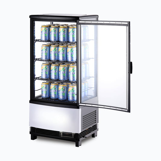 Countertop Fridge – 80L – 1 Door – Curved Glass – Black