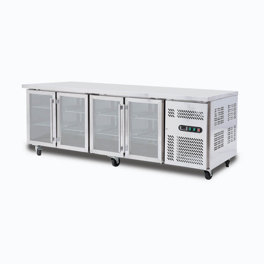 Under Bench Display Fridge – 553L – 4 Doors – Glass