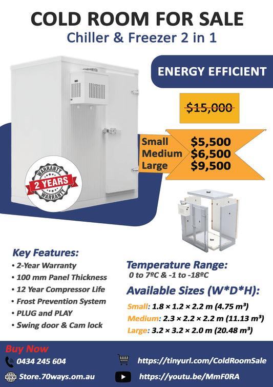 Cold Room For Sale in Australia | Chiller & Freezer, 2 in 1 |  Energy Efficient