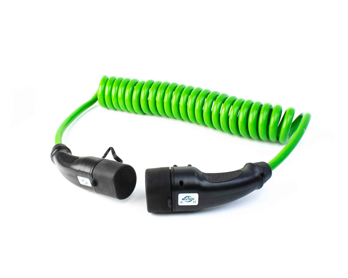 His-Vis Coiled Type 2 to Type 2 EV Charging Cable | 5 Metres | 7kW