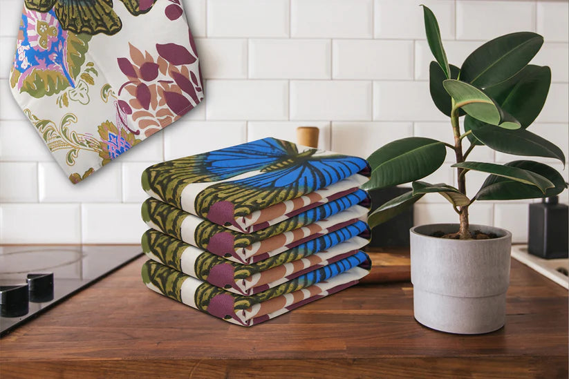 Butterfly Kitchen Towels 50x70cm – 100% Cotton, Stylish Printed Designs, Pre-Shrunk & Machine Washable